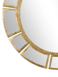 Specchio Da Parete Rotondo Con Cornice Dorata Dinus