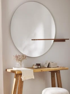 Specchio Grande Da Parete Con Mensola In Legno Sandro