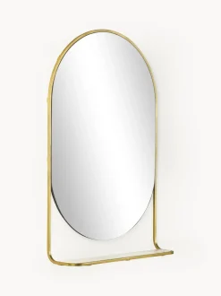 Specchio Ovale Da Parete Con Mensola In Marmo Verena