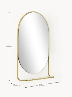 Specchio Ovale Da Parete Con Mensola In Marmo Verena