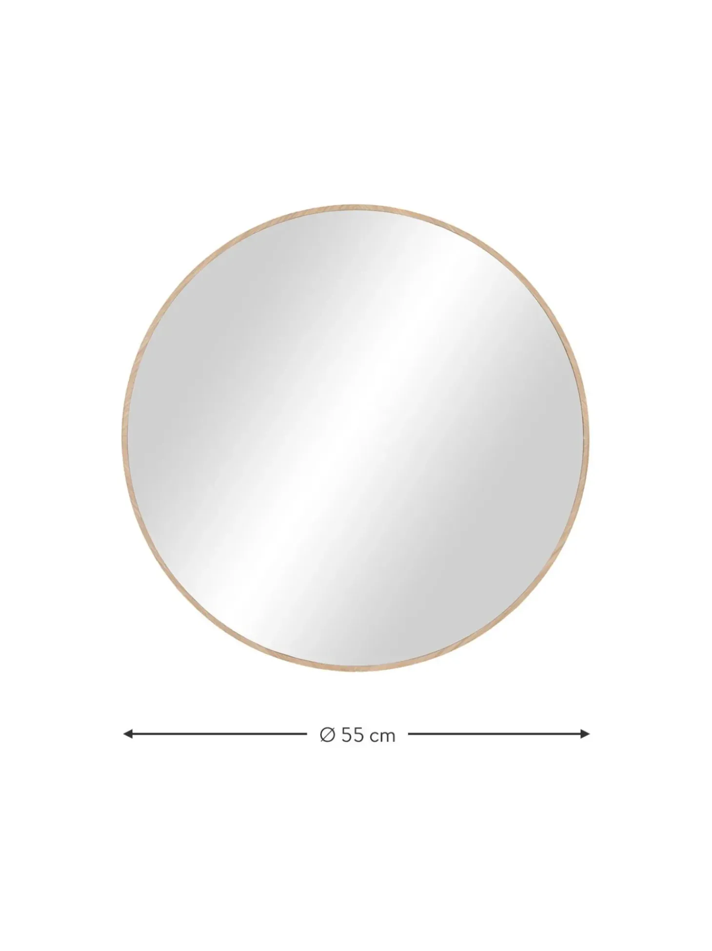 Specchio Rotondo Da Parete Con Cornice In Legno Di Quercia Marrone Avery