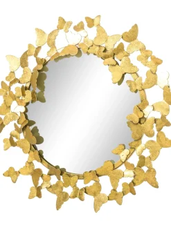 Specchio Rotondo Da Parete Con Finitura Antica Butterfly