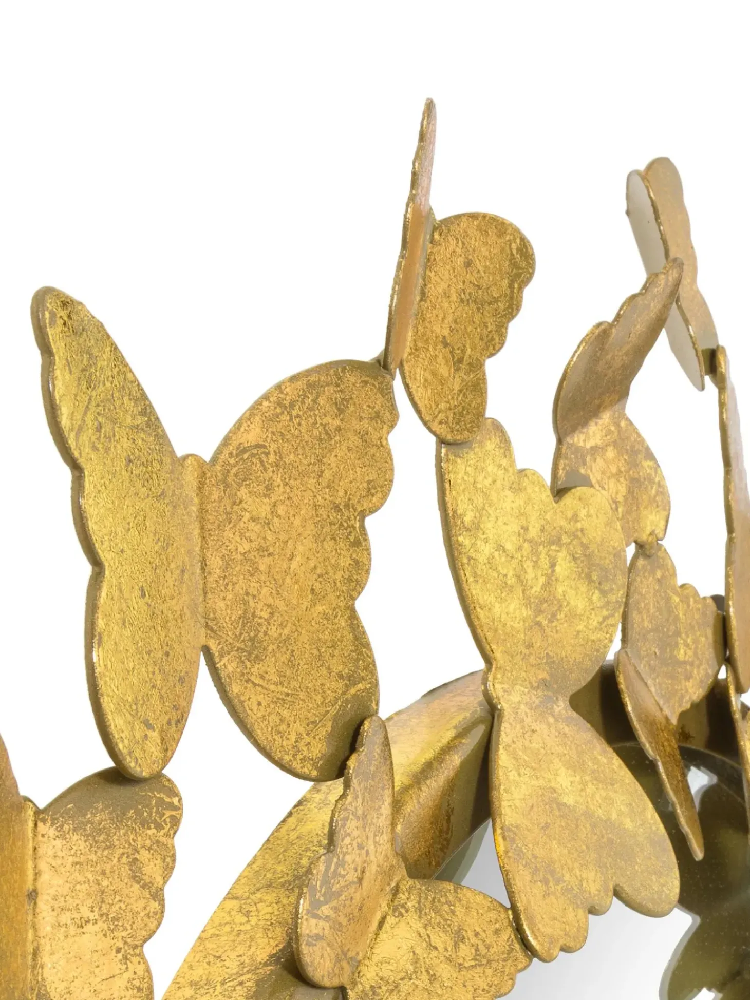 Specchio Rotondo Da Parete Con Finitura Antica Butterfly