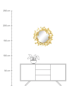 Specchio Rotondo Da Parete Con Finitura Antica Butterfly