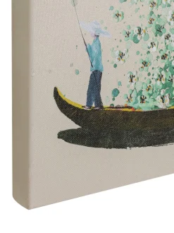Stampa Su Tela Dipinta A Mano Flower Boat