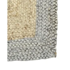 Tappeto In Juta Taftato A Mano Con Bordo Grigio Shanta