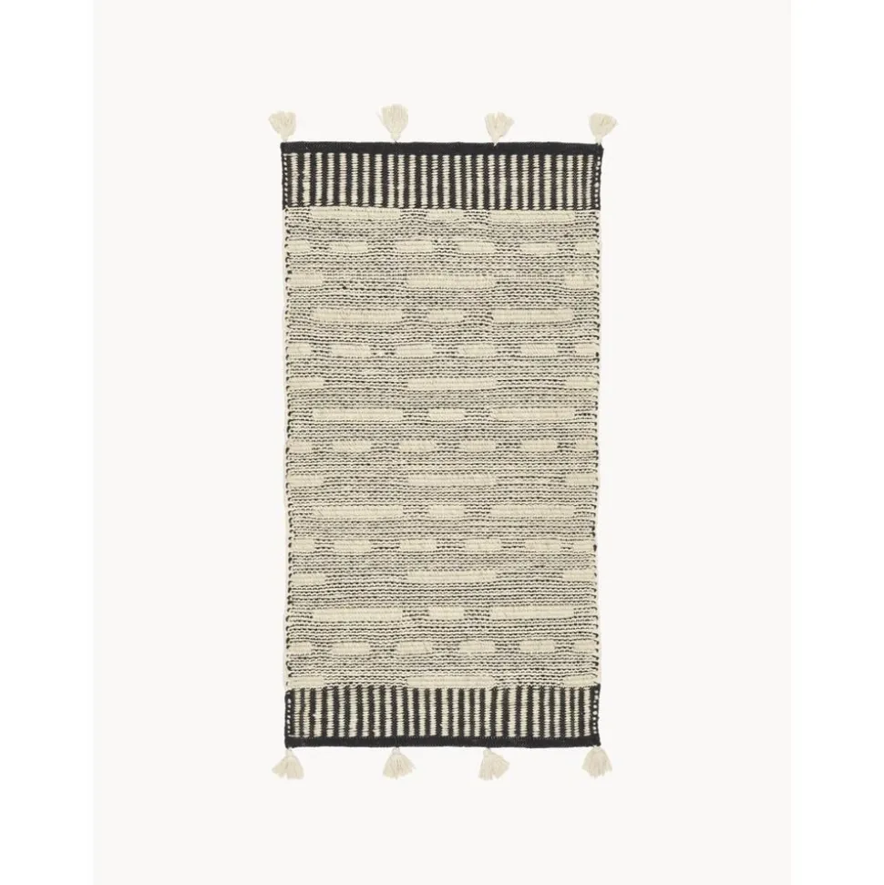 Tappeto In Lana Tessuto A Mano Con Frange Rue