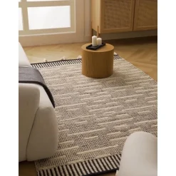 Tappeto In Lana Tessuto A Mano Con Frange Rue