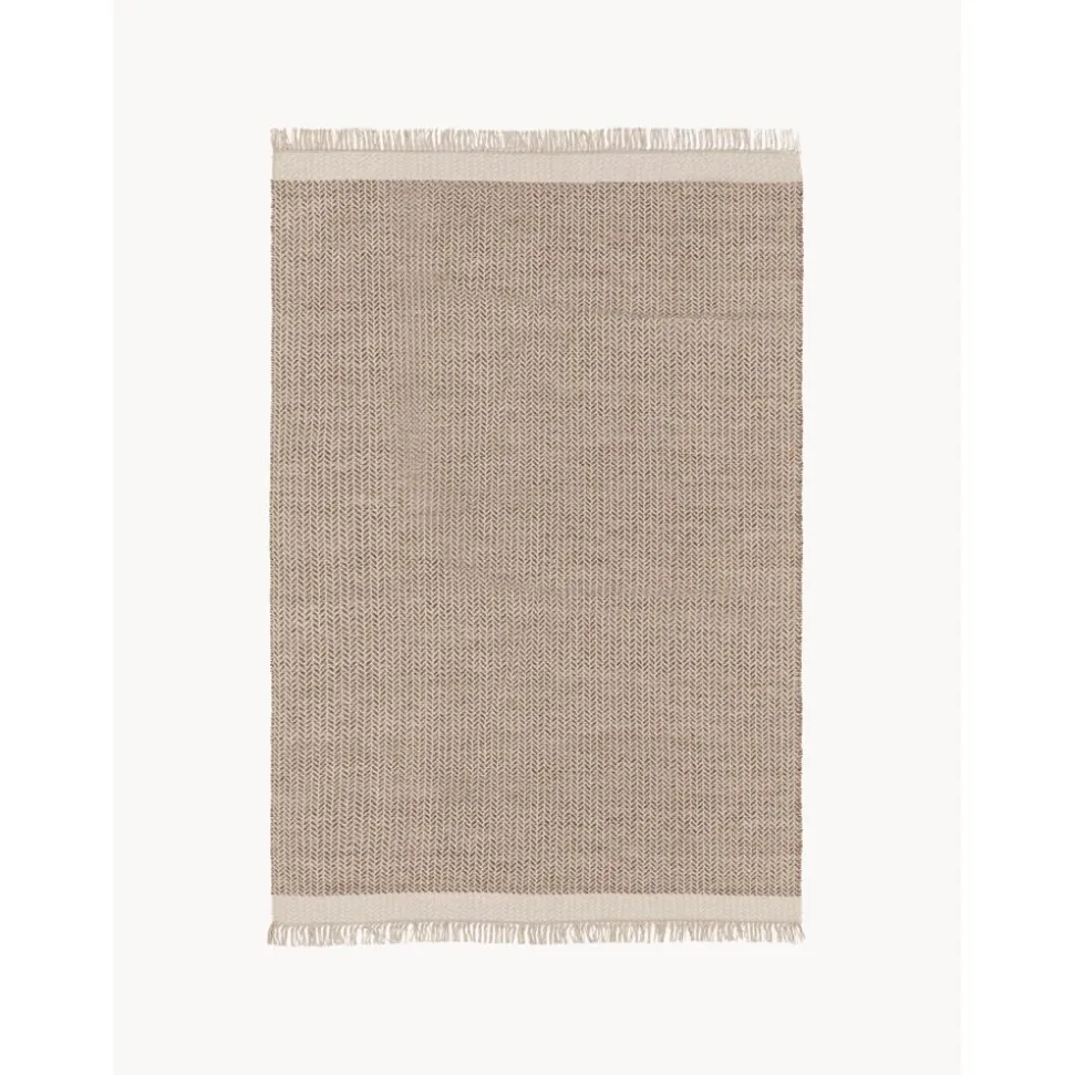 Tappeto In Lana Tessuto A Mano Con Frange Kim