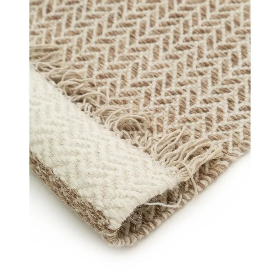 Tappeto In Lana Tessuto A Mano Con Frange Kim