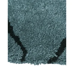 Tappeto Rotondo A Pelo Lungo Blu Petrolio Davin, Fatto A Mano