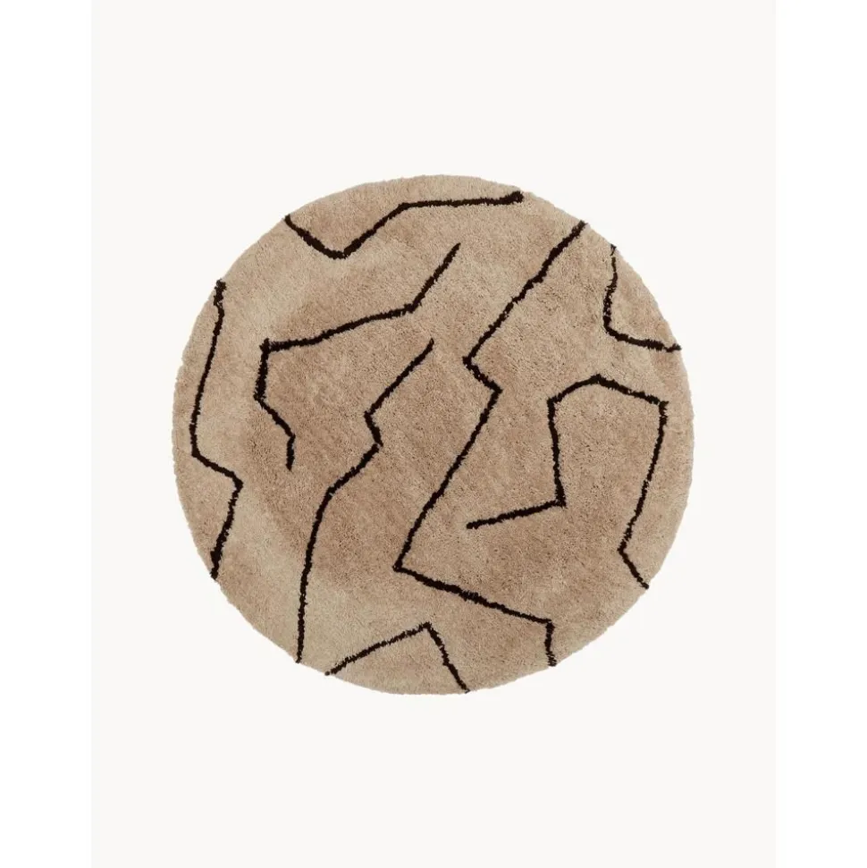 Tappeto Rotondo A Pelo Lungo Fatto A Mano Davin