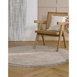 Tappeto Rotondo In Cotone Tessuto A Mano Con Frange Daya