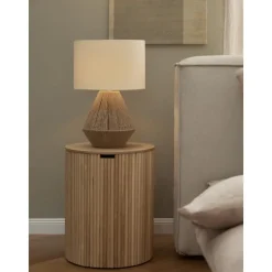 Tavolino Contenitore Rotondo In Legno Nele