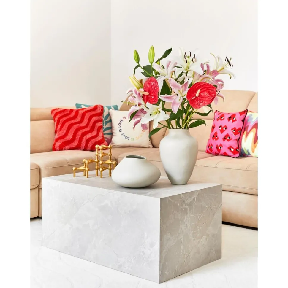 Tavolino Da Salotto Effetto Travertino Lesley