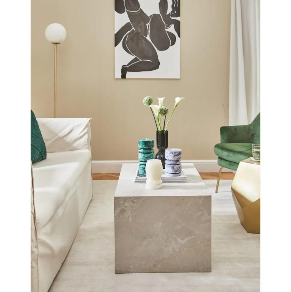 Tavolino Da Salotto Effetto Travertino Lesley