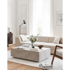 Tavolino Da Salotto Effetto Travertino Lesley