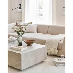 Tavolino Da Salotto Effetto Travertino Lesley