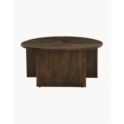 Tavolino Da Salotto Rotondo In Legno Di Mango Match 2 Pz