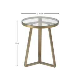 Tavolino Dorato Con Piano In Vetro Fortunata