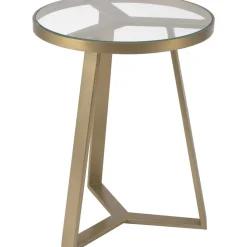Tavolino Dorato Con Piano In Vetro Fortunata