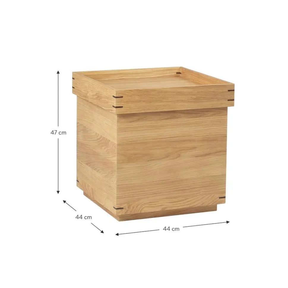 Tavolino Fatto A Mano In Legno Di Quercia Con Contenitore Japanese