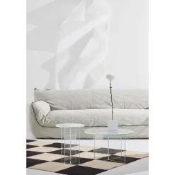 Tavolino Rotondo Con Piano In Vetro Iris