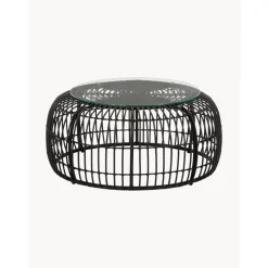 Tavolino Rotondo Con Piano In Vetro Costa