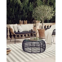 Tavolino Rotondo Con Piano In Vetro Costa