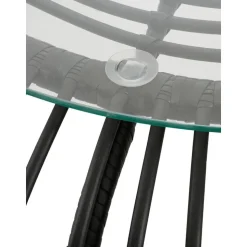 Tavolino Rotondo Con Piano In Vetro Costa