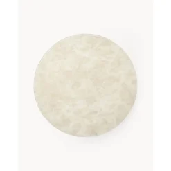 Tavolino Rotondo Con Piano In Vetro Effetto Marmo Antigua