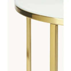 Tavolino Rotondo Con Piano In Vetro Effetto Marmo Antigua