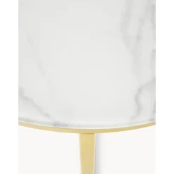 Tavolino Rotondo Con Piano In Vetro Effetto Marmo Antigua