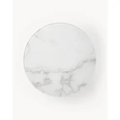 Tavolino Rotondo Con Piano In Vetro Effetto Marmo Antigua