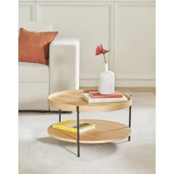 Tavolino Rotondo Da Salotto In Legno Renee