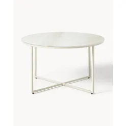 Tavolino Rotondo Da Salotto Con Piano In Vetro Effetto Marmo Antigua