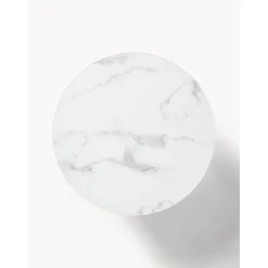 Tavolino Rotondo Da Salotto Con Piano In Vetro Effetto Marmo Antigua