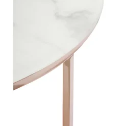 Tavolino Rotondo Da Salotto Con Piano In Vetro Effetto Marmo Antigua