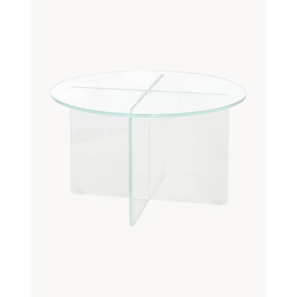 Tavolino Rotondo Da Salotto Con Piano In Vetro Iris