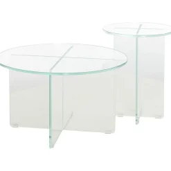 Tavolino Rotondo Da Salotto Con Piano In Vetro Iris