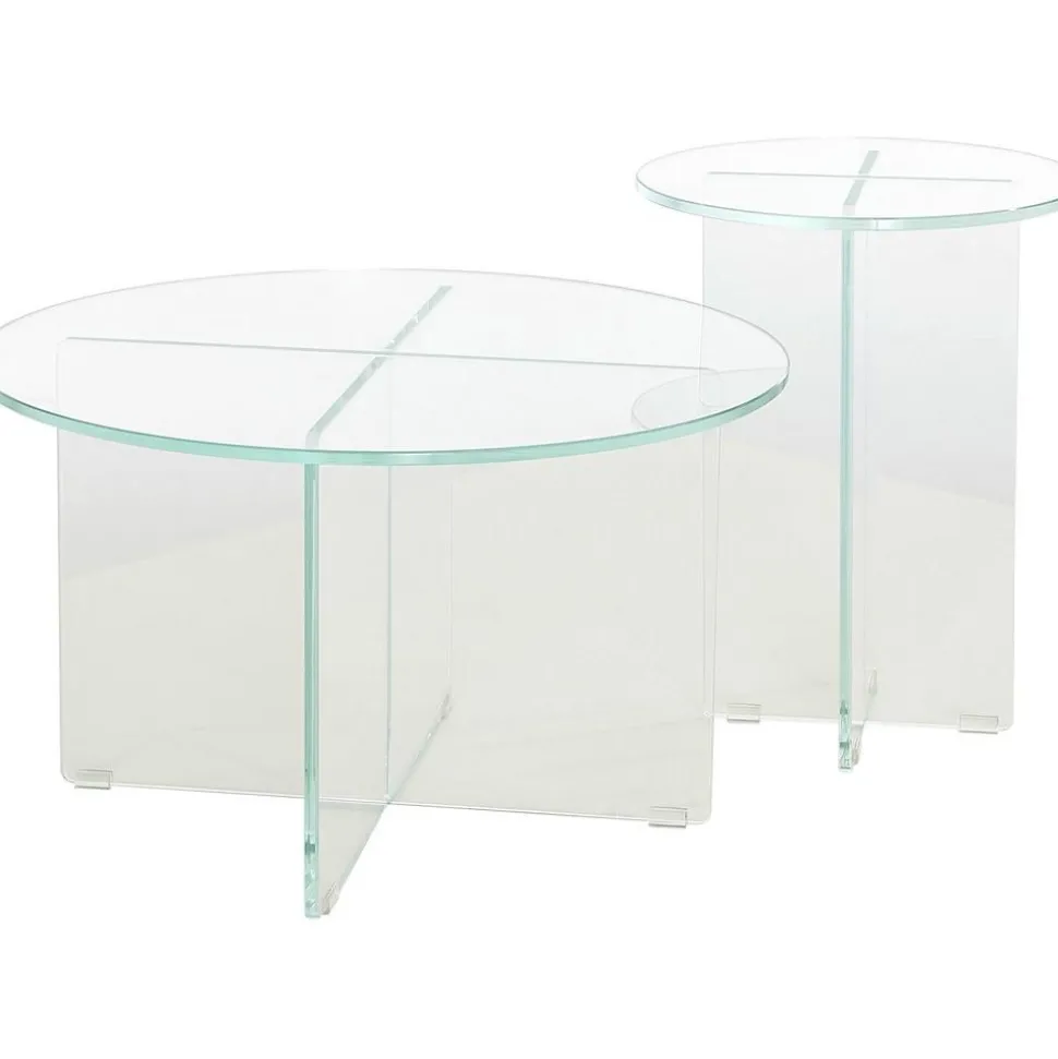 Tavolino Rotondo Da Salotto Con Piano In Vetro Iris