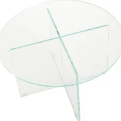 Tavolino Rotondo Da Salotto Con Piano In Vetro Iris
