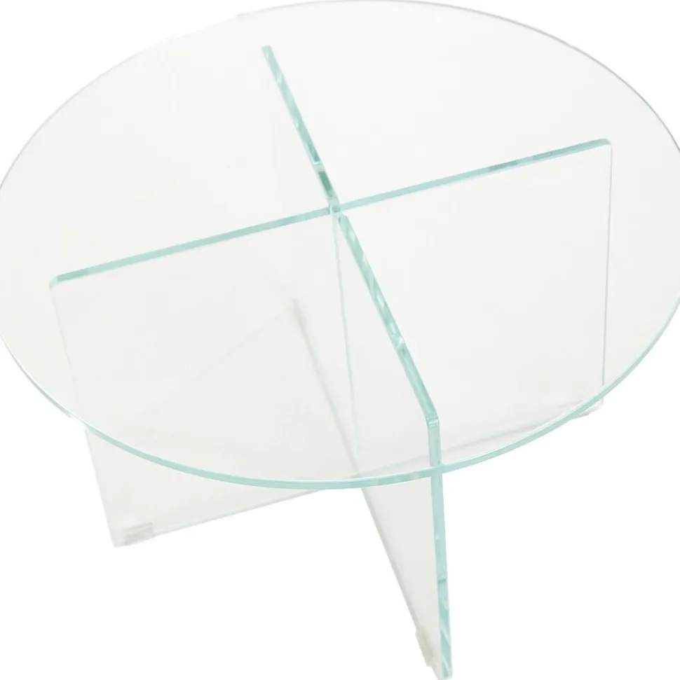 Tavolino Rotondo Da Salotto Con Piano In Vetro Iris