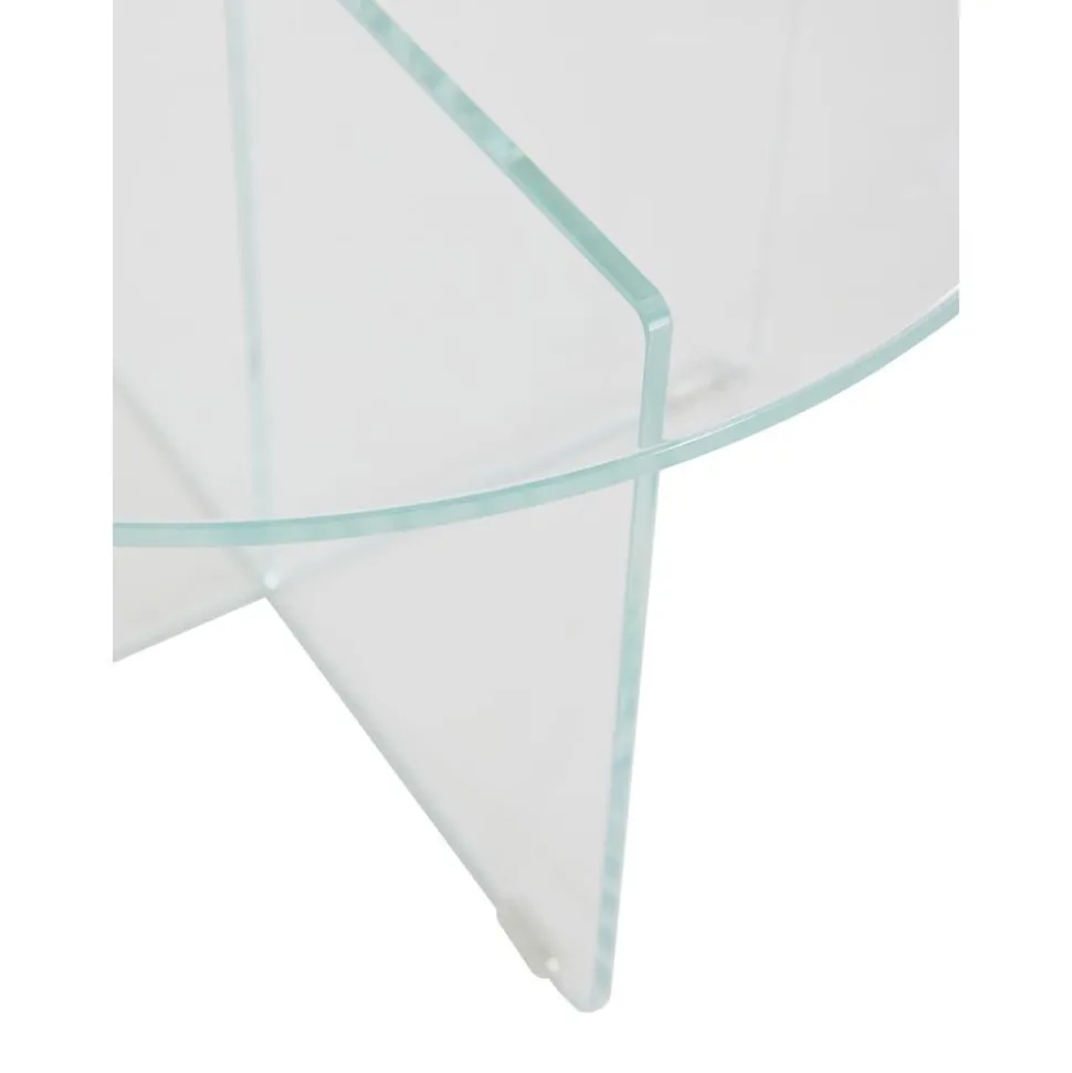 Tavolino Rotondo Da Salotto Con Piano In Vetro Iris