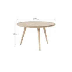 Tavolino Rotondo Da Salotto In Legno Di Quercia Accent, Fatto A Mano