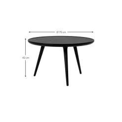 Tavolino Rotondo Da Salotto In Legno Di Quercia Accent, Fatto A Mano