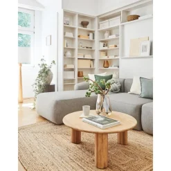 Tavolino Rotondo Da Salotto In Legno Di Quercia Didi