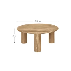 Tavolino Rotondo Da Salotto In Legno Di Quercia Didi