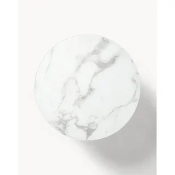 Tavolino Rotondo Da Salotto Con Piano In Vetro Effetto Marmo Antigua