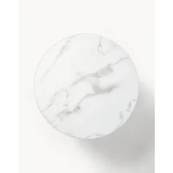 Tavolino Rotondo Da Salotto Con Piano In Vetro Effetto Marmo Antigua